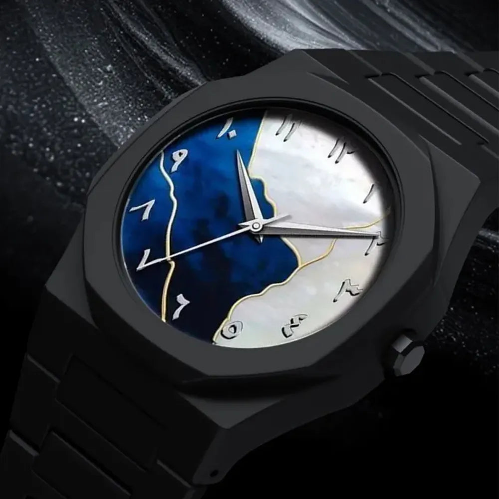 Arabic Aura Watch for Men Black & White