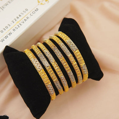 6 Pcs Hand Work Gold Plated Bangles - RS ZEVARS