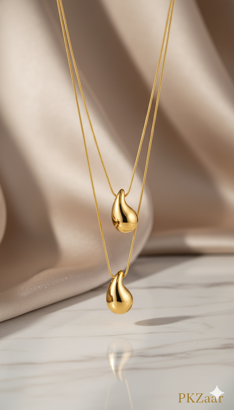 Liquid Silver Teardrop Pendant Set