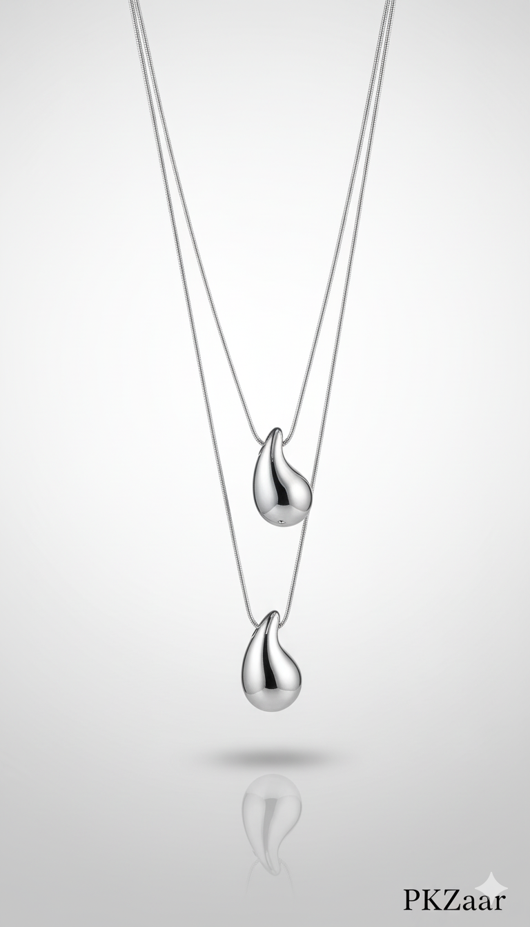 Liquid Silver Teardrop Pendant Set