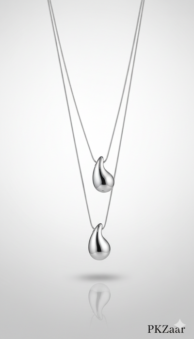 Liquid Silver Teardrop Pendant Set