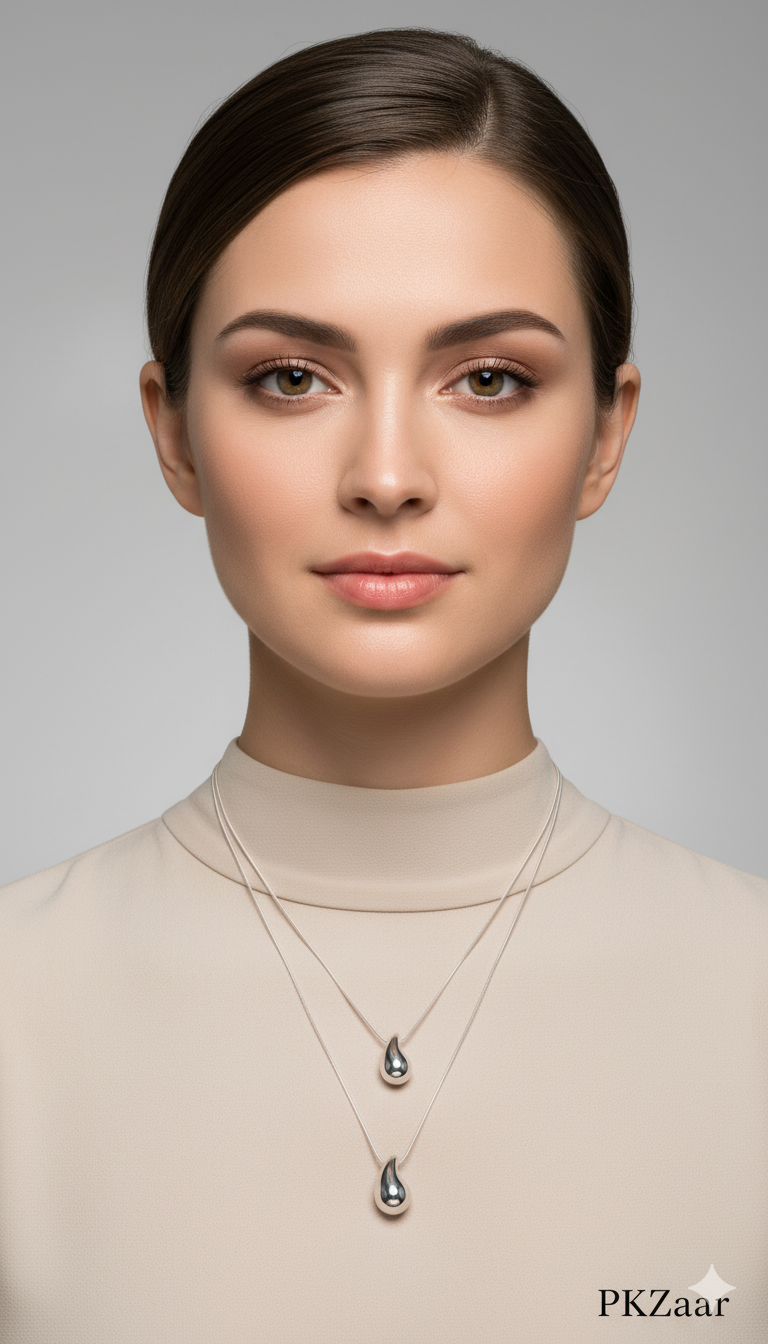 Liquid Silver Teardrop Pendant Set