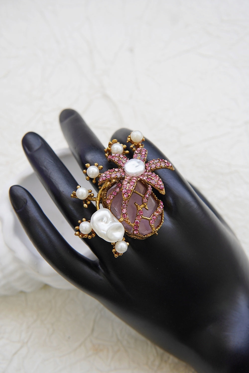 Designer Floral Gemstone Adjustable Ring