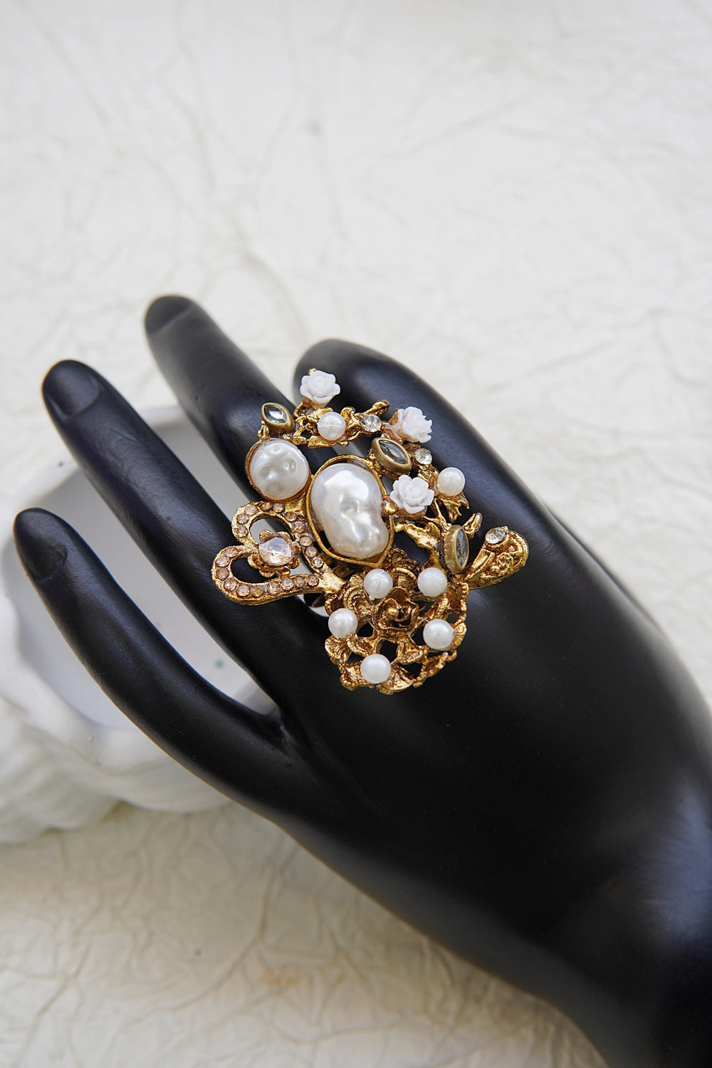 Turkish Pearl Cluster adjustable Ring