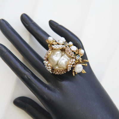 Turkish Mother Pearl & Zircons Adjustable Rings