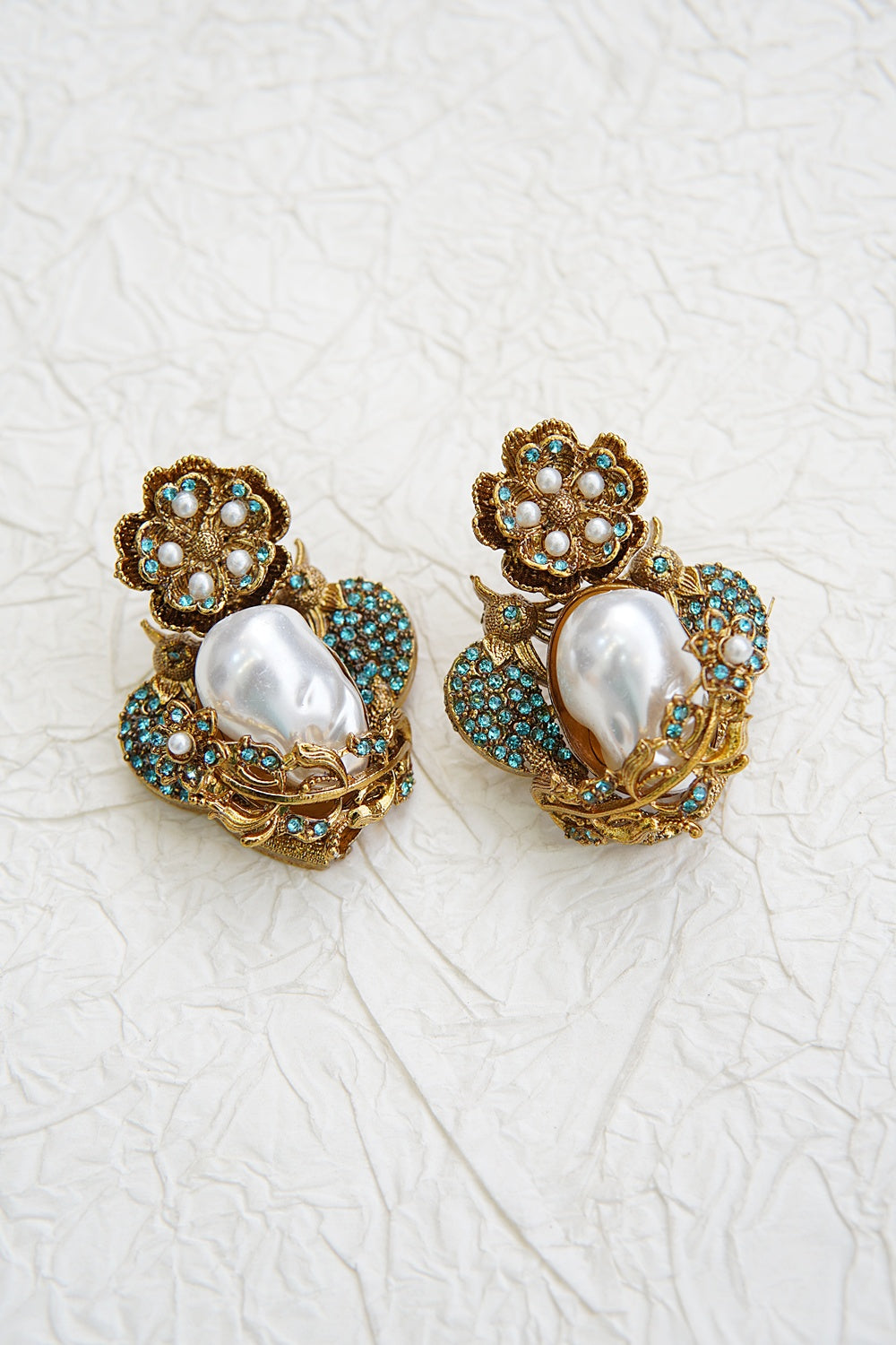 Turkish Vintage Pearl Filigree Earrings