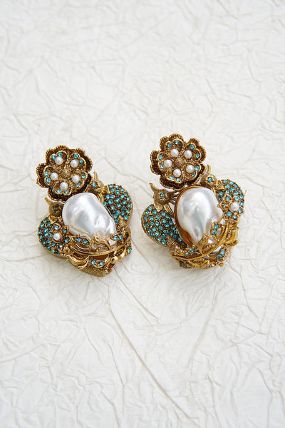 Turkish Vintage Pearl Filigree Earrings