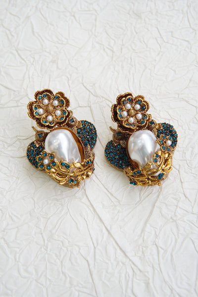 Turkish Vintage Pearl Filigree Earrings