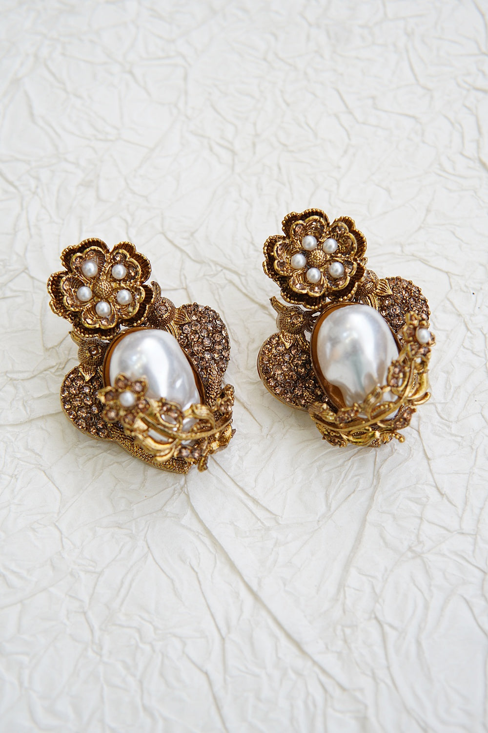 Turkish Vintage Pearl Filigree Earrings