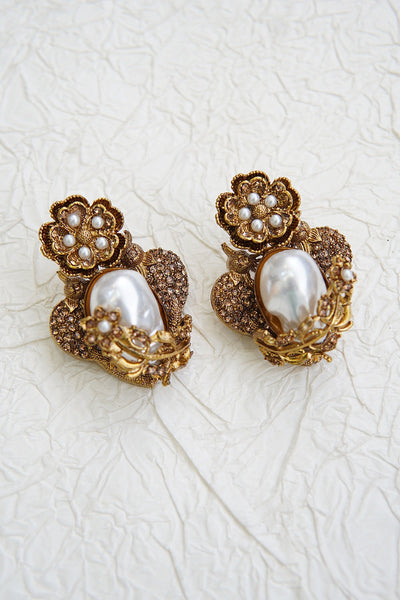 Turkish Vintage Pearl Filigree Earrings
