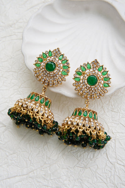 Ethnic Jhumkay with Sparkling Crystal Latkans