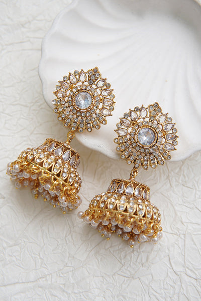 Ethnic Jhumkay with Sparkling Crystal Latkans