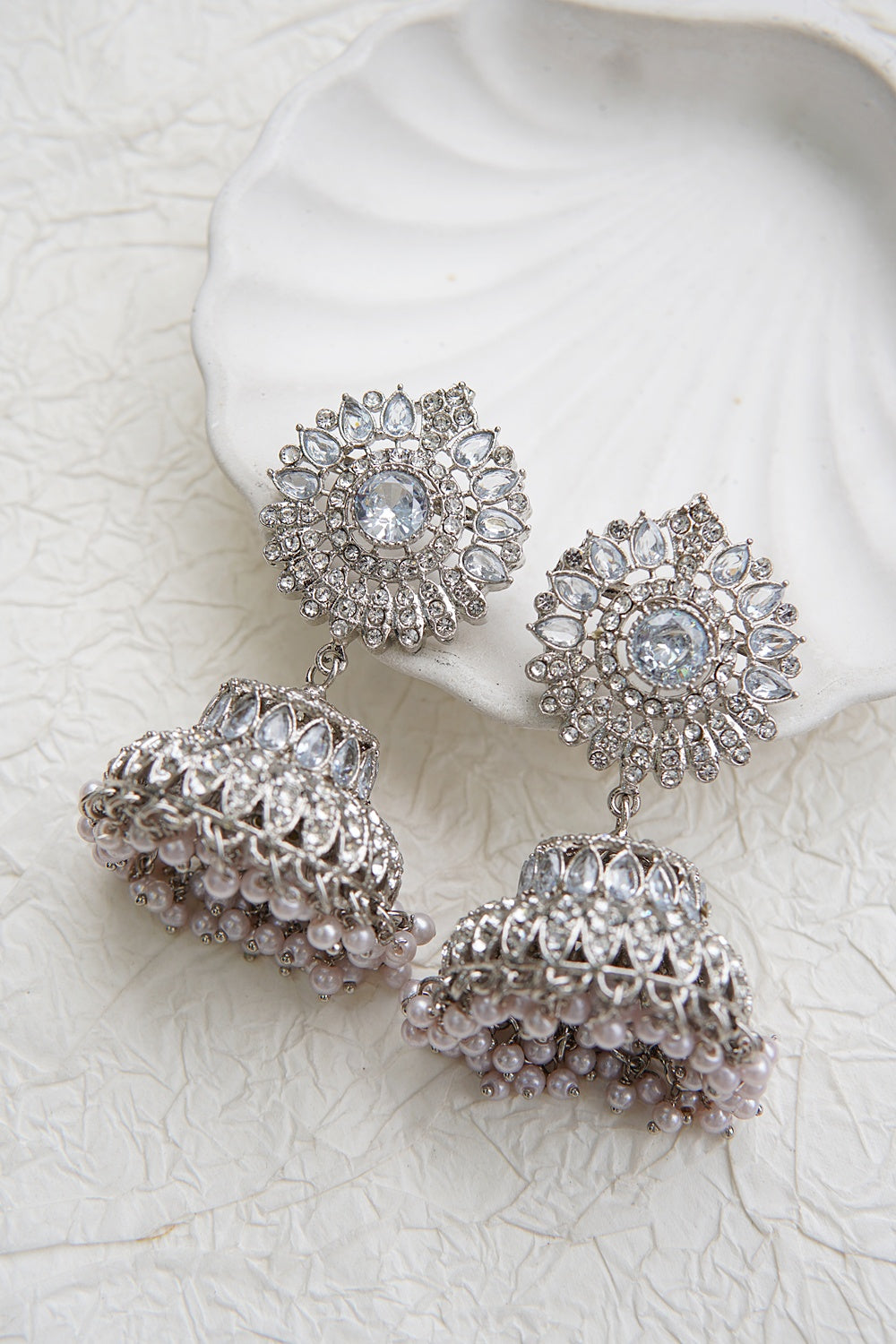 Ethnic Jhumkay with Sparkling Crystal Latkans