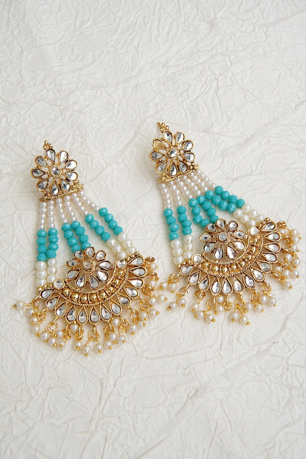 Elegant Kundan Passa Earrings With Pearl Work
