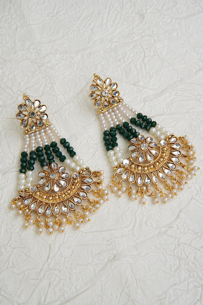 Elegant Kundan Passa Earrings With Pearl Work
