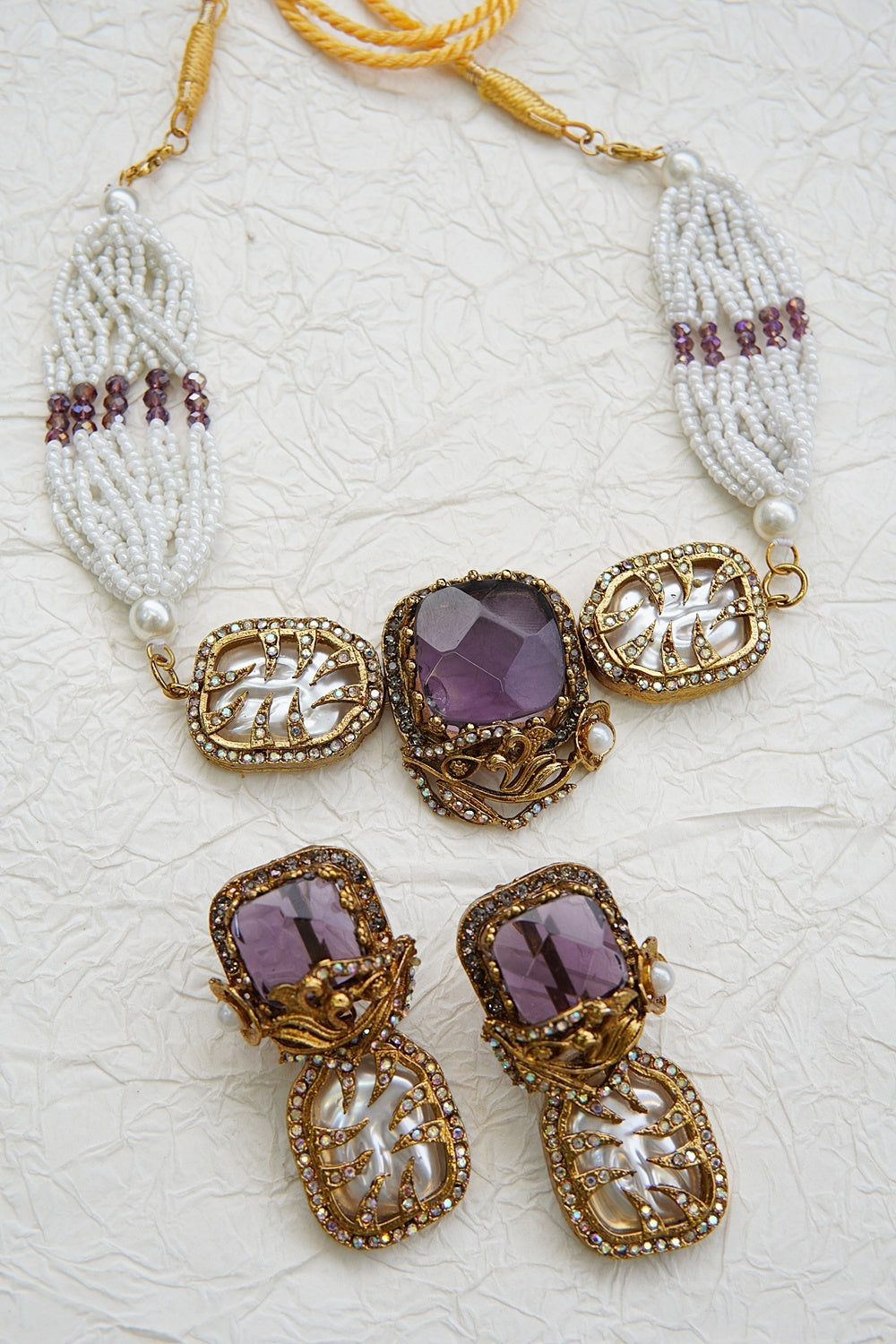 Turkish Gemstone & Pearl Chick Patti Choker Set