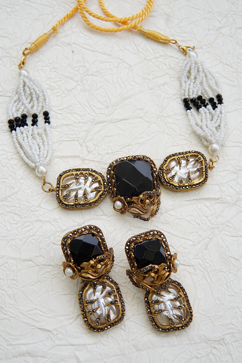 Turkish Gemstone & Pearl Chick Patti Choker Set