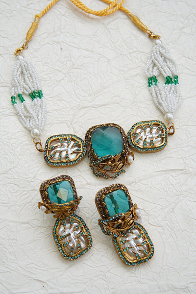 Turkish Gemstone & Pearl Chick Patti Choker Set
