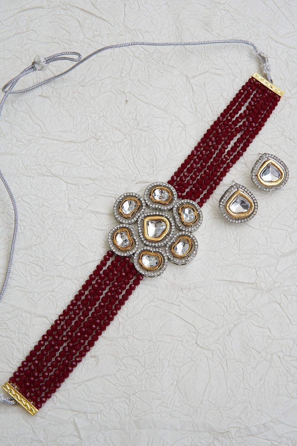 Kundan Floral Cluster Choker Set
