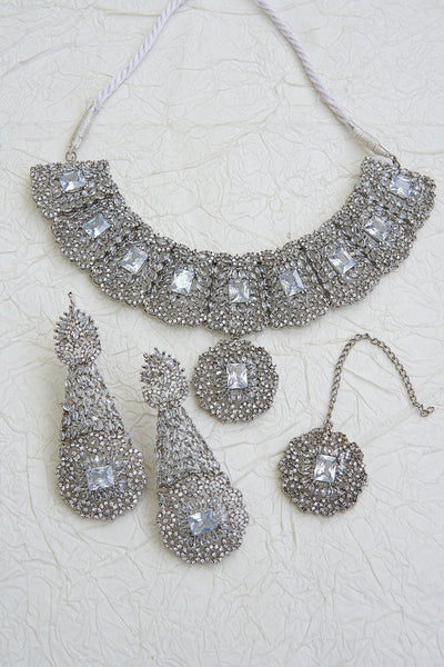 Gemstones & Zircons Semi-Bridal Necklace Set