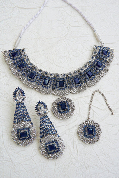 Gemstones & Zircons Semi-Bridal Necklace Set