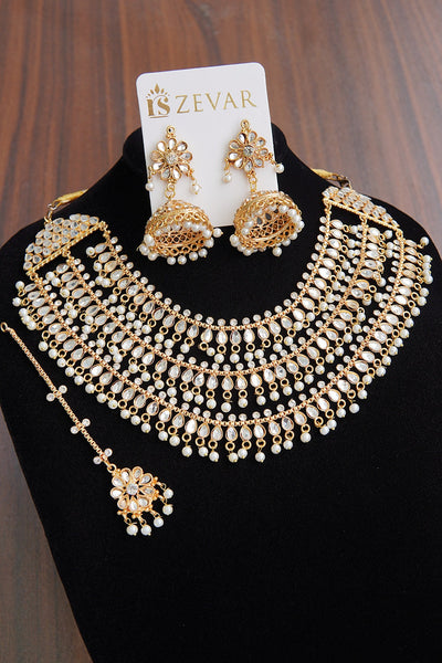 Kundan 3 Line Necklace Set
