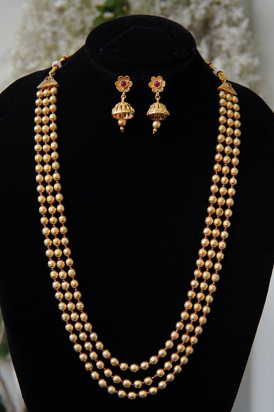 Gold Plated Balls 3 Layers Mala Set
