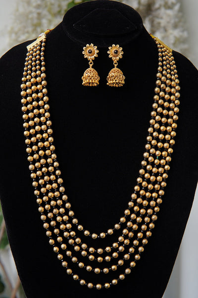 Gold Plated Rajwadi Style 5 Layers Mala Set