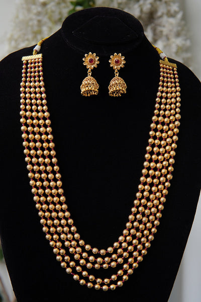 Gold Plated Rajwadi Style 5 Layers Mala Set