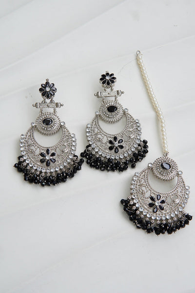Floral Chandbali Style Earrings & Tikka