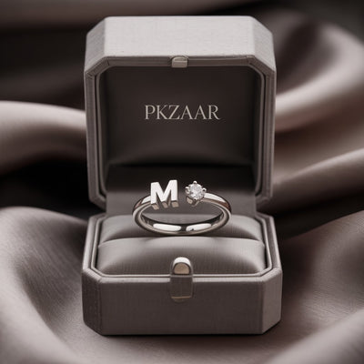 PKZAAR Personalized Initial Ring — Sterling with Stone