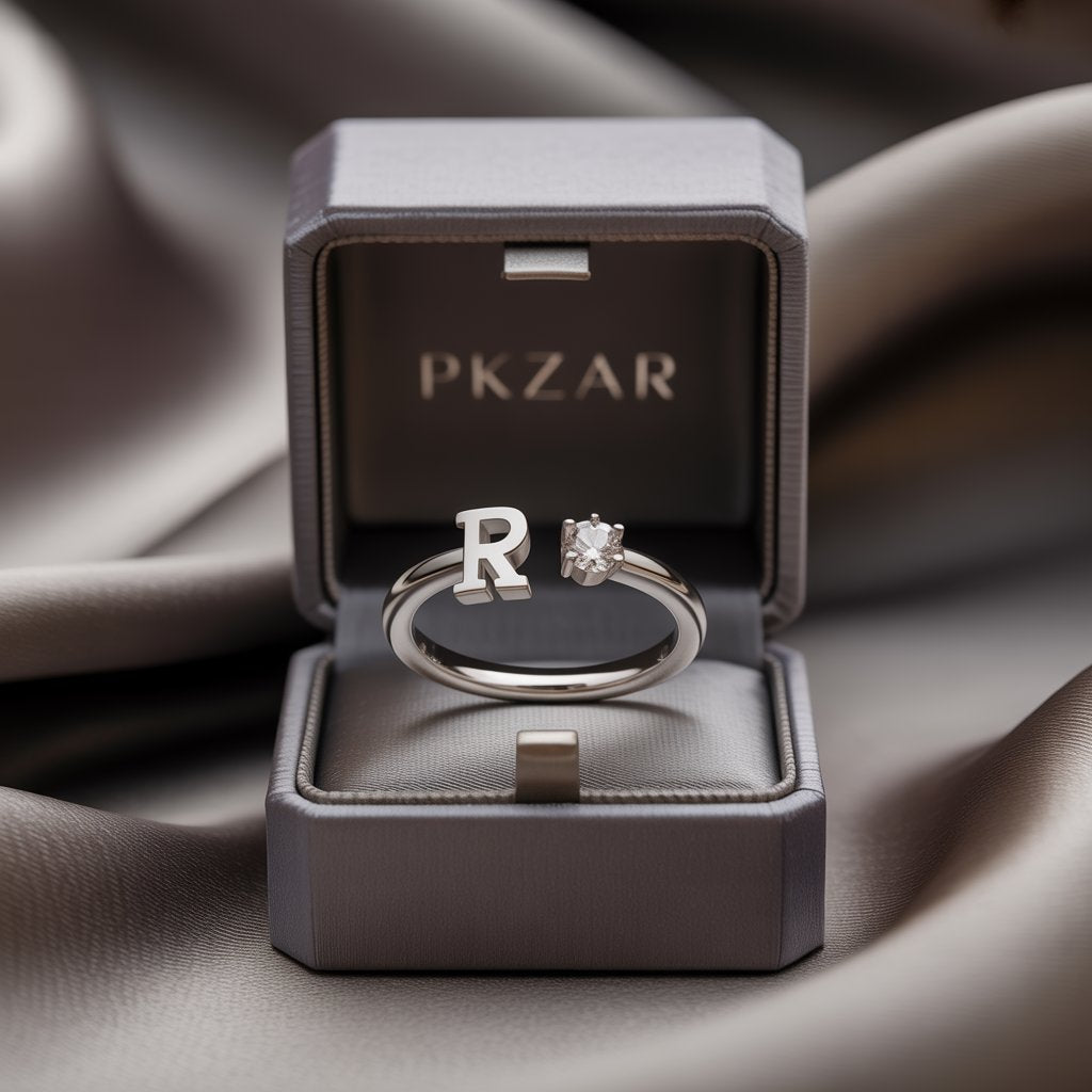 PKZAAR Personalized Initial Ring — Sterling with Stone