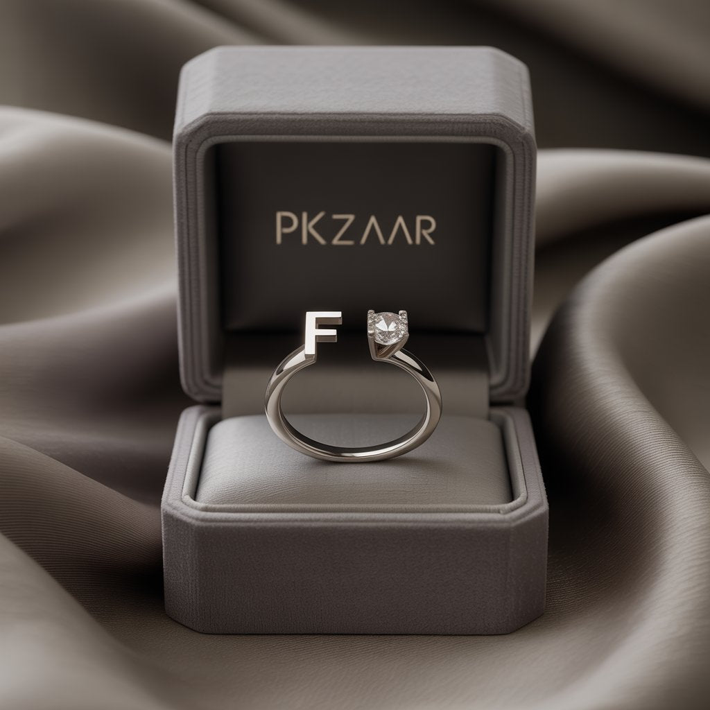 PKZAAR Personalized Initial Ring — Sterling with Stone