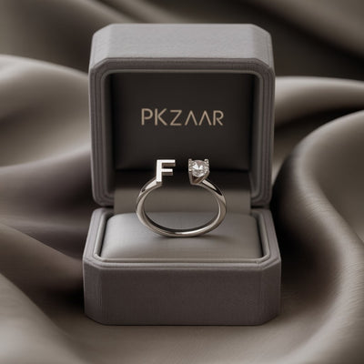 PKZAAR Personalized Initial Ring — Sterling with Stone