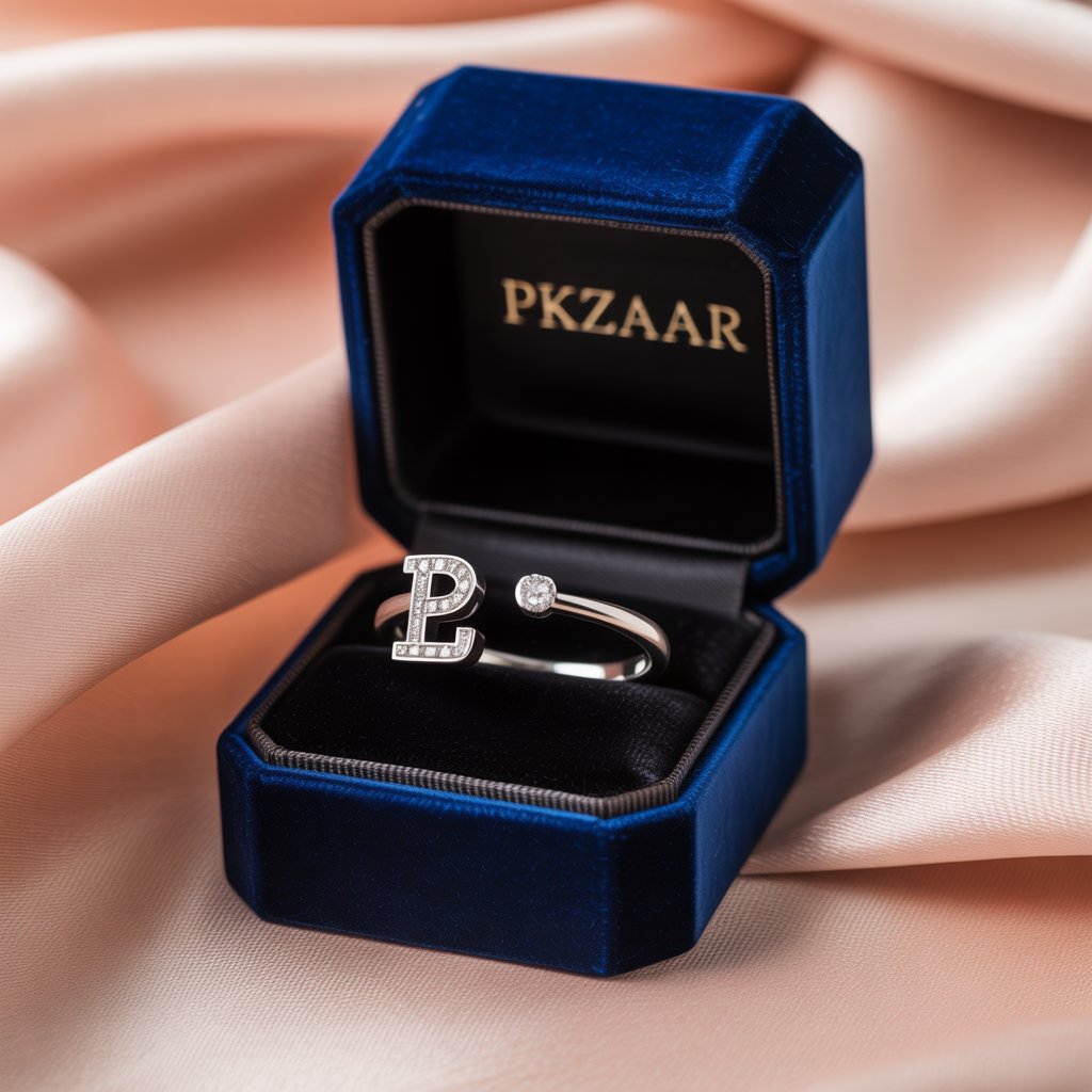 PKZAAR Personalized Initial Ring — Sterling with Stone
