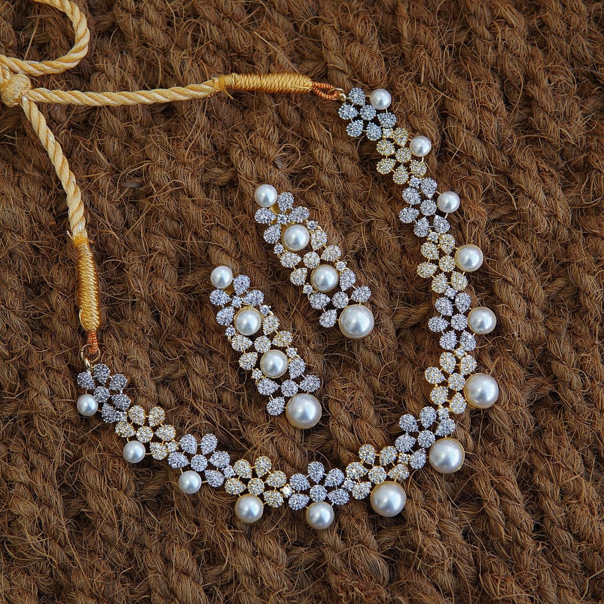 American Diamonds Cubic & Pearl Necklace Set