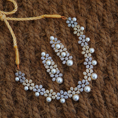 American Diamonds Cubic & Pearl Necklace Set