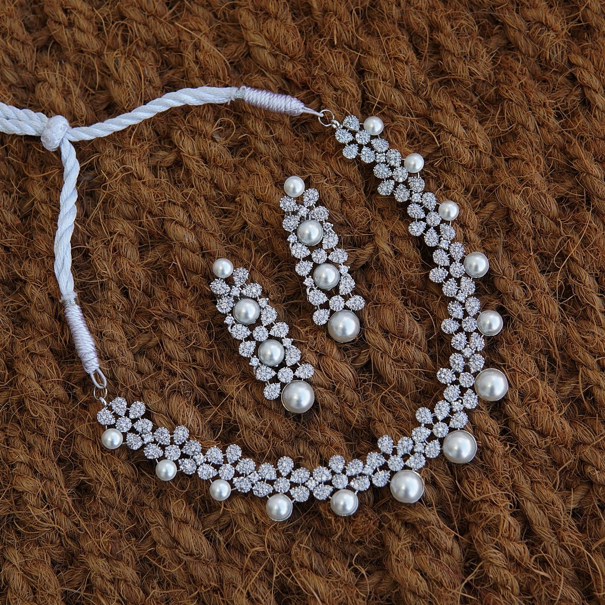 American Diamonds Cubic & Pearl Necklace Set