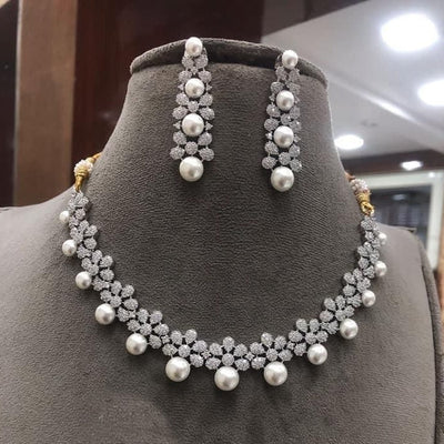 American Diamonds Cubic & Pearl Necklace Set - RS ZEVARS
