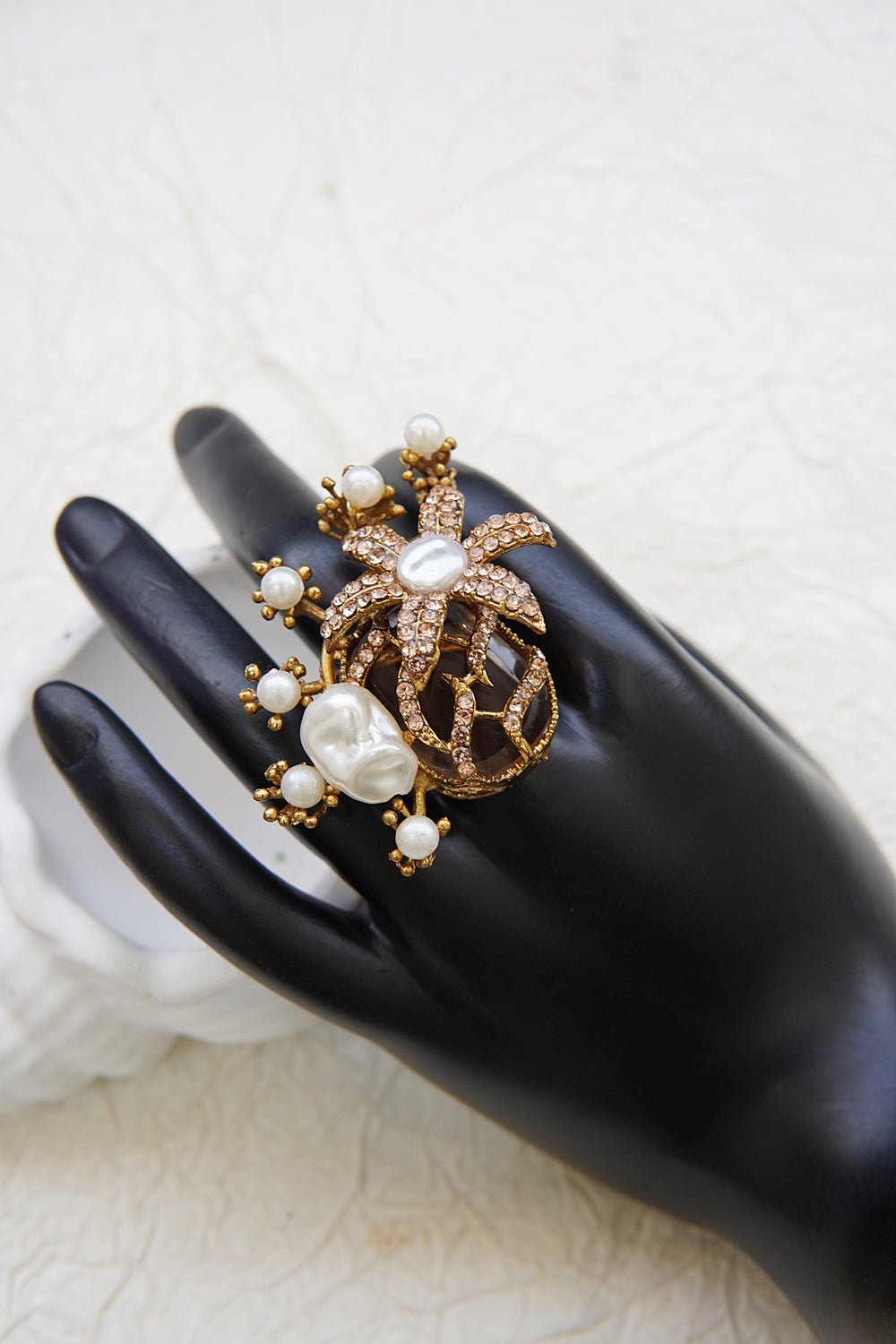 Designer Floral Gemstone Adjustable Ring - RS ZEVARS