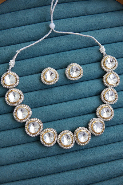 Diamond Cut Kundan Necklace Set