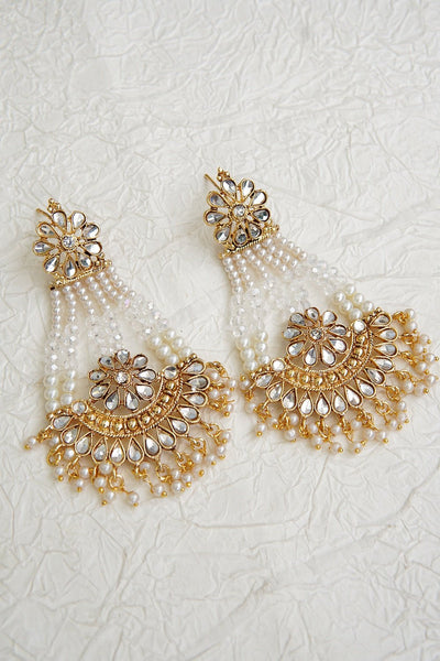 Elegant Kundan Passa Earrings With Pearl Work - RS ZEVARS