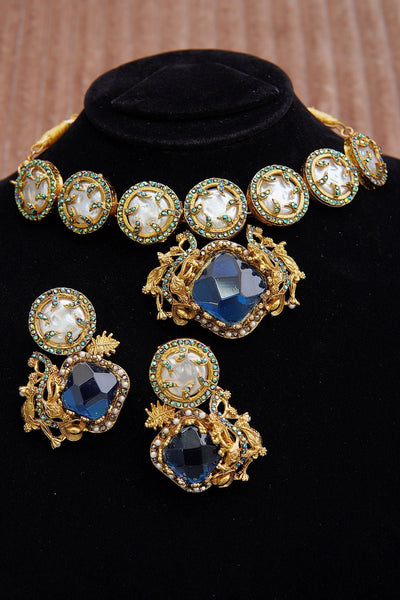 Elegant Turkish Gemstone & Mother Pearl Choker Set - RS ZEVARS