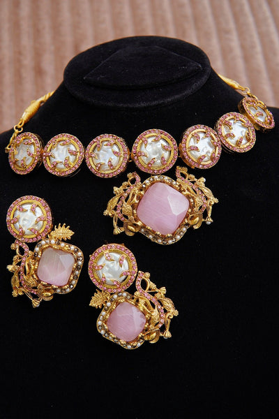 Elegant Turkish Gemstone & Mother Pearl Choker Set - RS ZEVARS