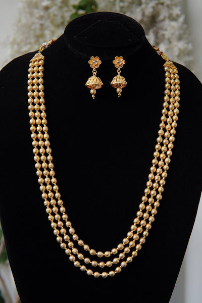 Gold Plated Balls 3 Layers Mala Set - RS ZEVARS