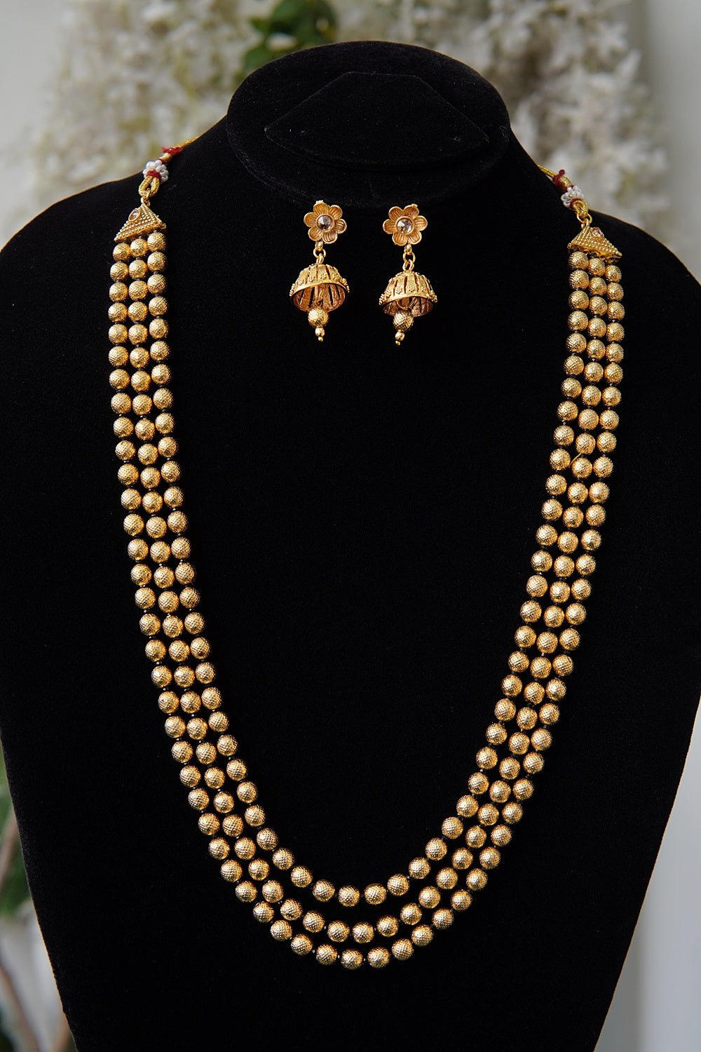 Gold Plated Balls 3 Layers Mala Set - RS ZEVARS