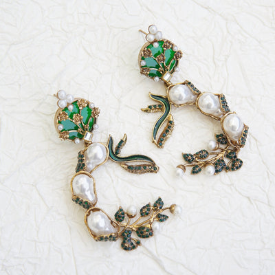 Mother Pearl Luxury Enchanted Vine Earrings - RS ZEVARS