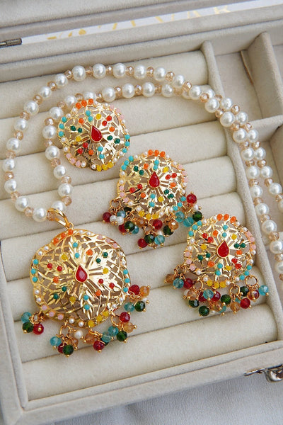 Radiant Filigree Pearl Locket Set - RS ZEVARS