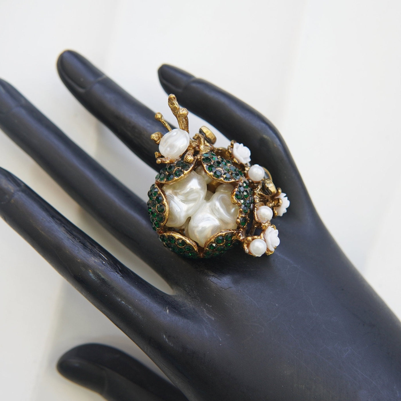 Turkish Mother Pearl & Zircons Adjustable Rings - RS ZEVARS