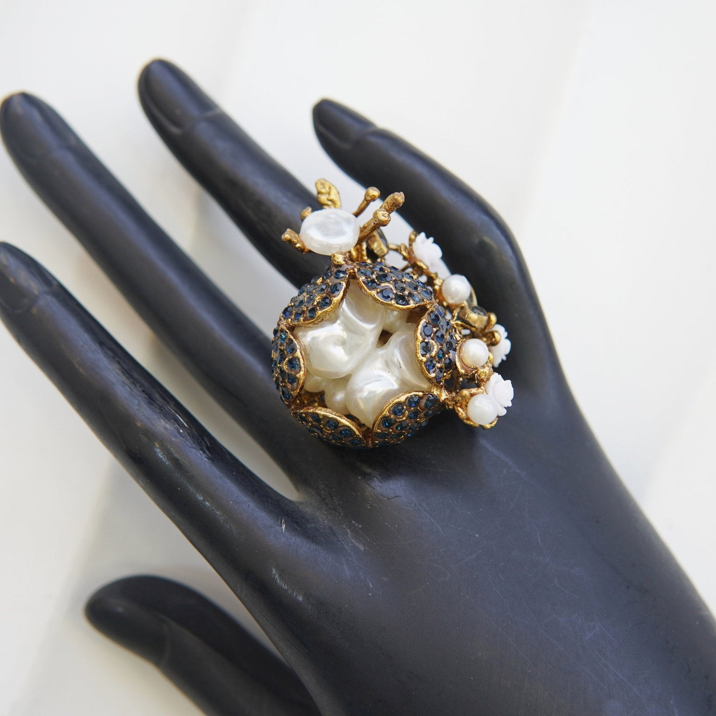 Turkish Mother Pearl & Zircons Adjustable Rings - RS ZEVARS